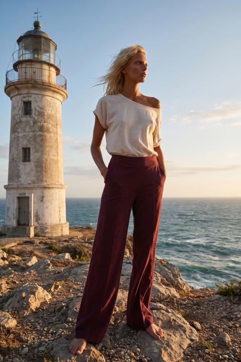 Pantalone palazzo elastico dietro vino - Primavera Estate 2026 | Brend