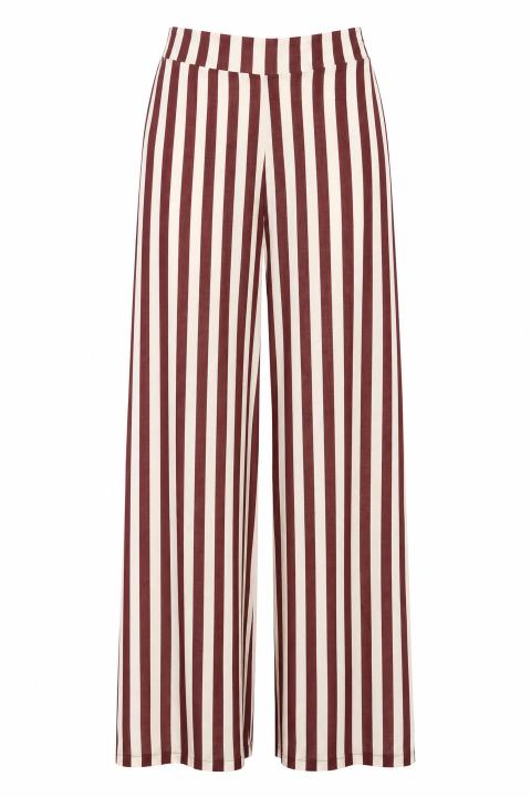 Pantalone palazzo elastico e righe rigato bordeaux - Primavera Estate 2026 | Brend