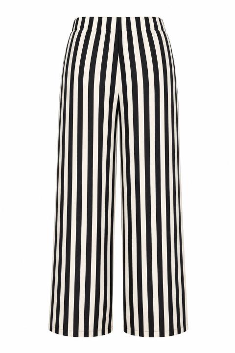 Pantalone palazzo elastico e righe rigato nero - Primavera Estate 2026 | Brend