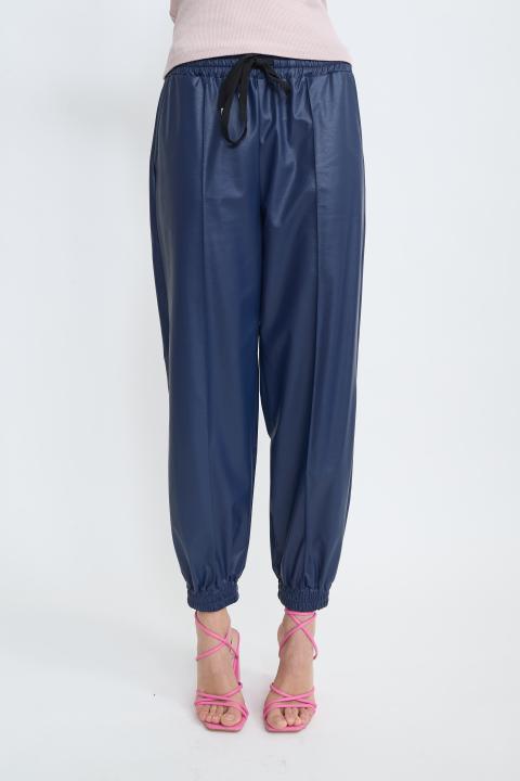 Jogger effetto pelle coulisse blu - Primavera Estate 2026 | Brend