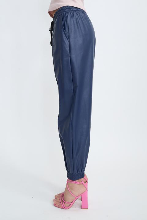 Jogger effetto pelle coulisse blu - Primavera Estate 2026 | Brend