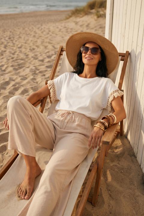 Pantalone palazzo coulisse naturale - Primavera Estate 2026 | Brend