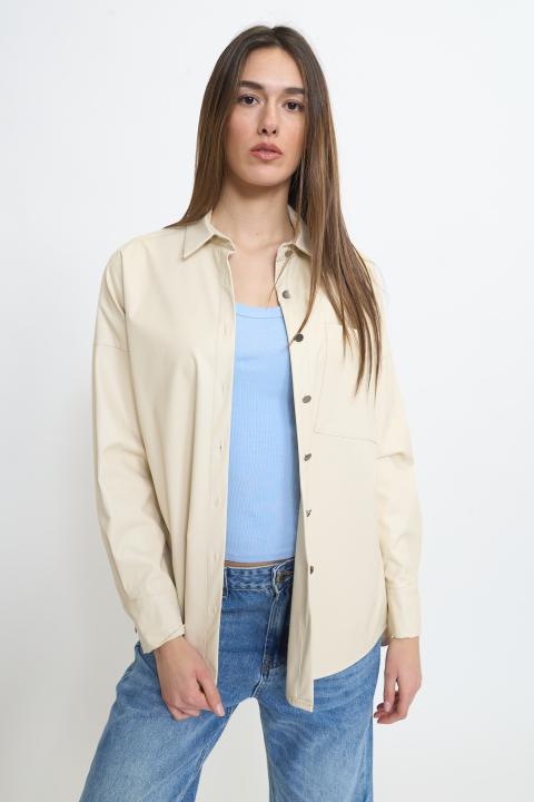 Camicia over effetto pelle beige - Primavera Estate 2026 | Brend