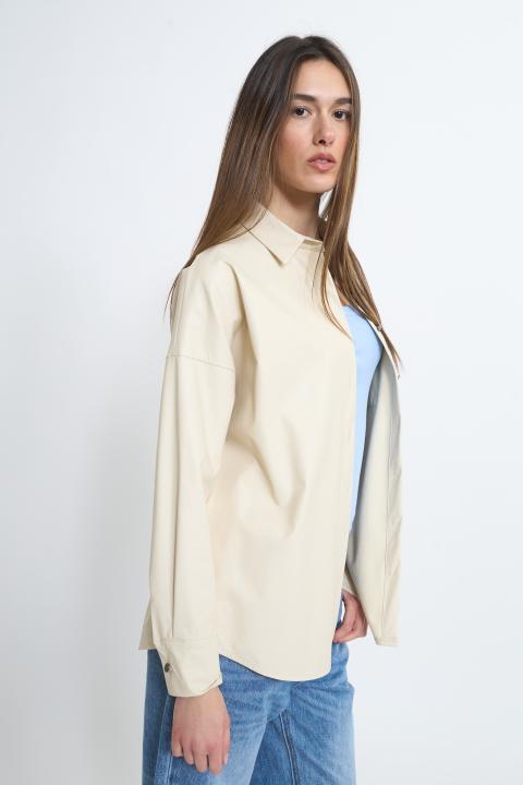 Camicia over effetto pelle beige - Primavera Estate 2026 | Brend