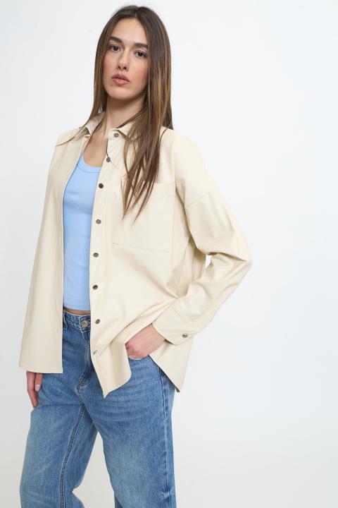 Camicia over effetto pelle beige - Primavera Estate 2026 | Brend