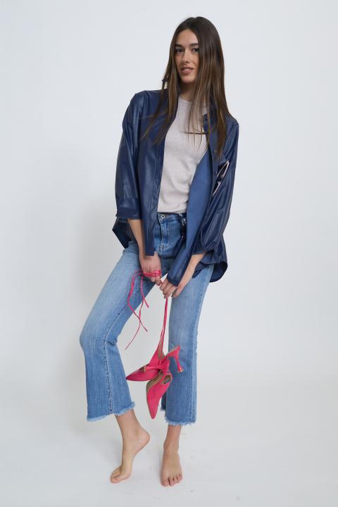 Camicia over effetto pelle blu - Primavera Estate 2026 | Brend