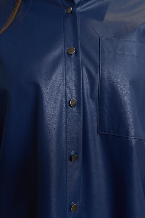 Camicia over effetto pelle blu - Primavera Estate 2026 | Brend