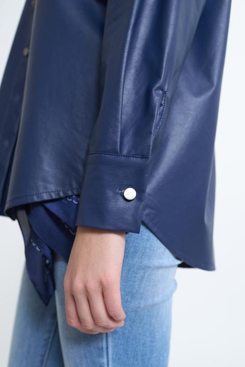 Camicia over effetto pelle blu - Primavera Estate 2026 | Brend