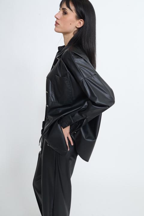 Camicia over effetto pelle nero - Primavera Estate 2026 | Brend