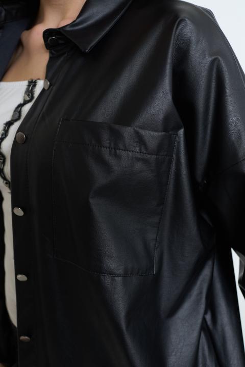 Camicia over effetto pelle nero - Primavera Estate 2026 | Brend