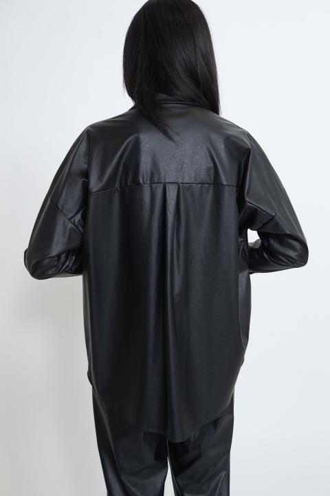 Camicia over effetto pelle nero - Primavera Estate 2026 | Brend