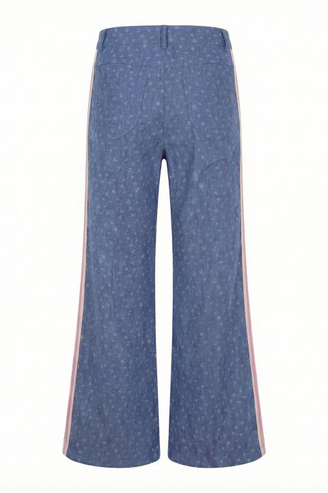 Pantalone palazzo denim banda jacquard fiori - Primavera Estate 2026 | Brend
