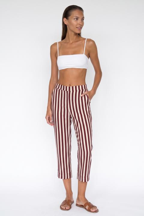 Panta-Capri elastico e righe rigato bordeaux - Primavera Estate 2026 | Brend