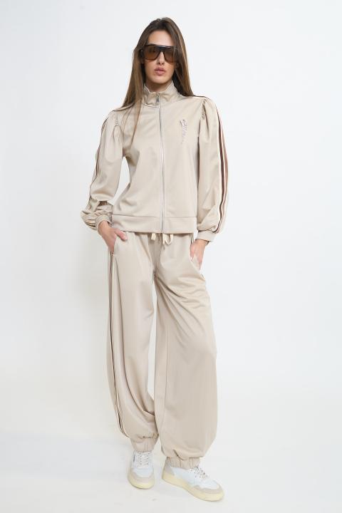 Pantalone balloon bande laterali sabbia - Primavera Estate 2026 | Brend