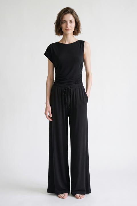Pantalone palazzo elastico nero - Primavera Estate 2026 | Brend