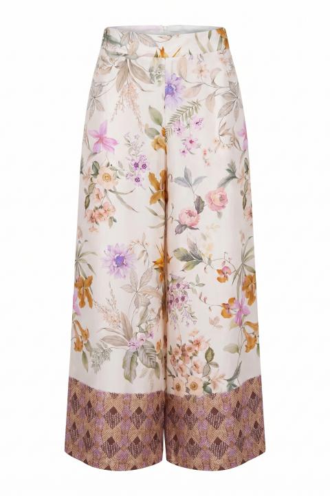 Pantalone palazzo elastico floreale lilla - Primavera Estate 2026 | Brend