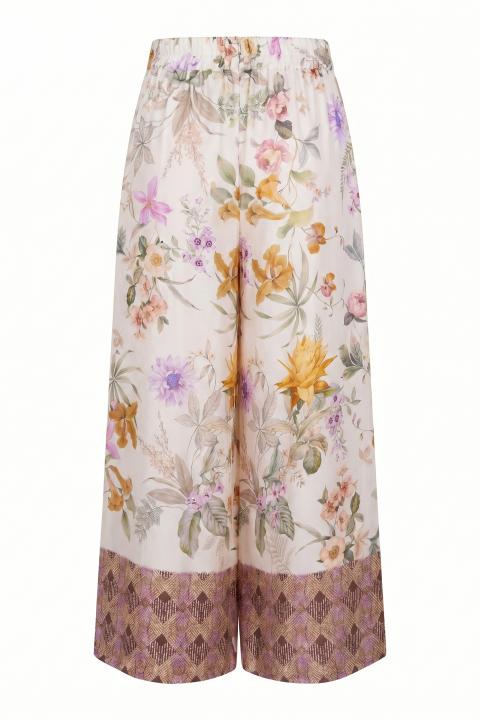 Pantalone palazzo elastico floreale lilla - Primavera Estate 2026 | Brend