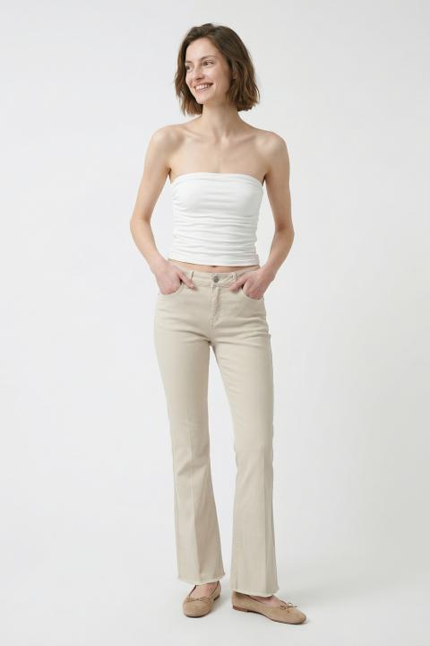 Pantalone flare sfrangiato beige - Primavera Estate 2026 | Brend