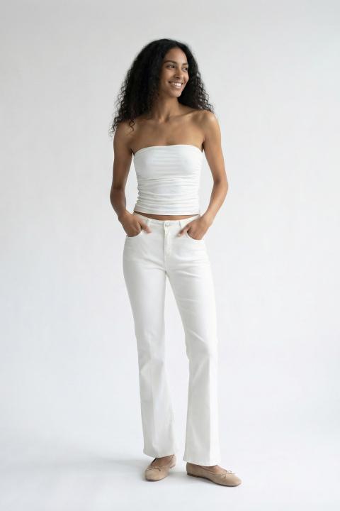 Pantalone flare sfrangiato latte - Primavera Estate 2026 | Brend