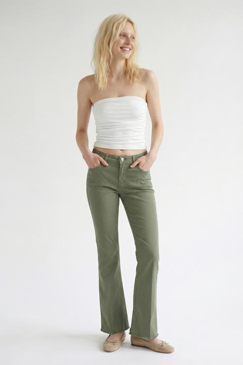 Pantalone flare sfrangiato salvia - Primavera Estate 2026 | Brend