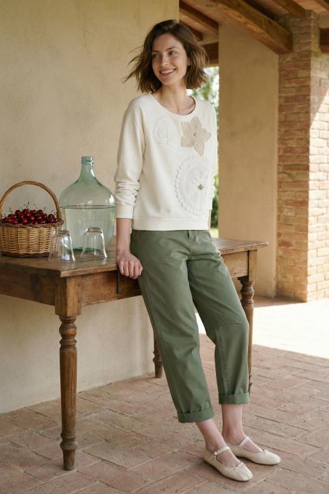 Pantalone carrot cotone salvia - Primavera Estate 2026 | Brend