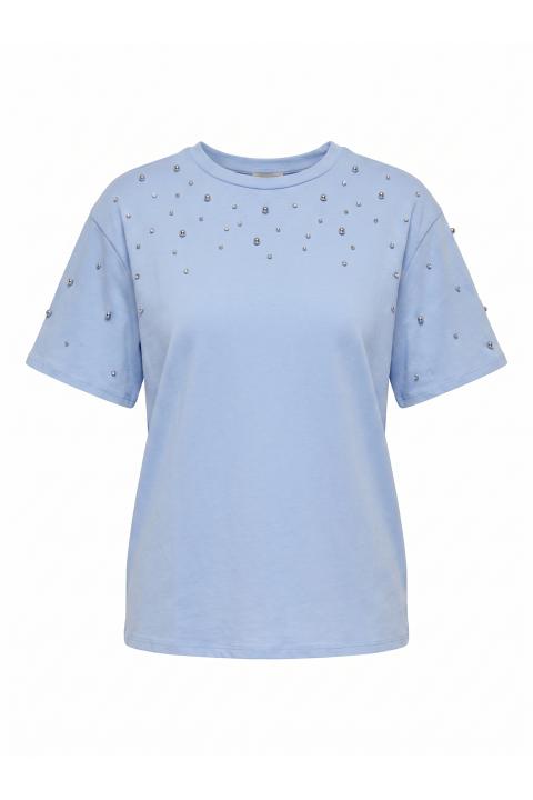 T-shirt borchie e strass celeste - Primavera Estate 2026 | Brend