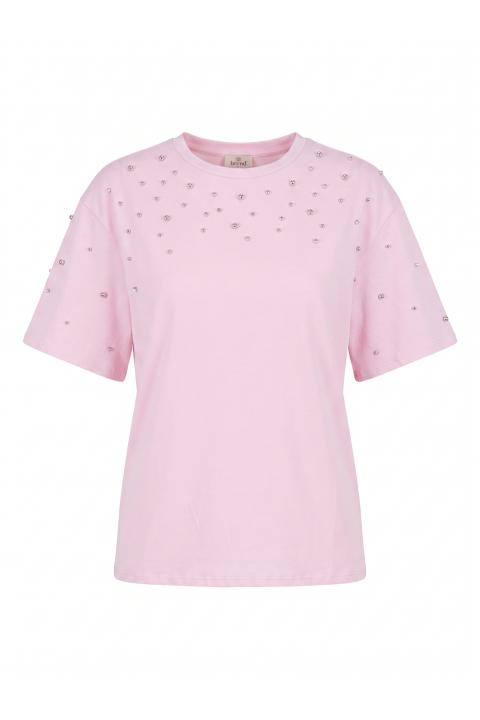 T-shirt borchie e strass rosa - Primavera Estate 2026 | Brend