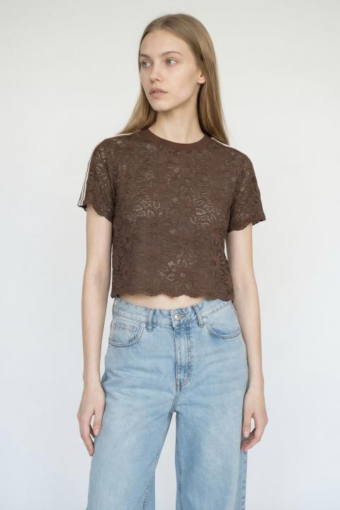 T-shirt pizzo bamda marrone - Primavera Estate 2026 | Brend