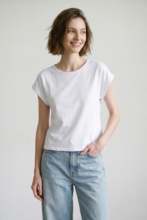 T-shirt manica risvolto bianco - Primavera Estate 2026 | Brend