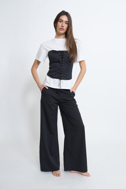 T-shirt con bustino panna/nero - Primavera Estate 2026 | Brend