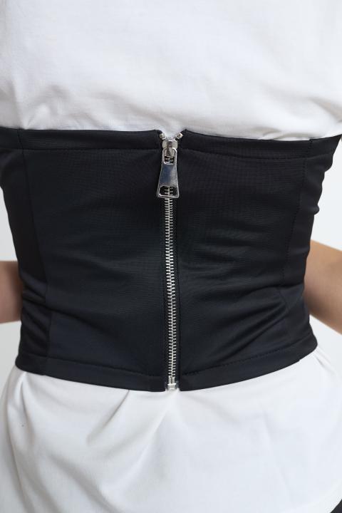 T-shirt con bustino panna/nero - Primavera Estate 2026 | Brend