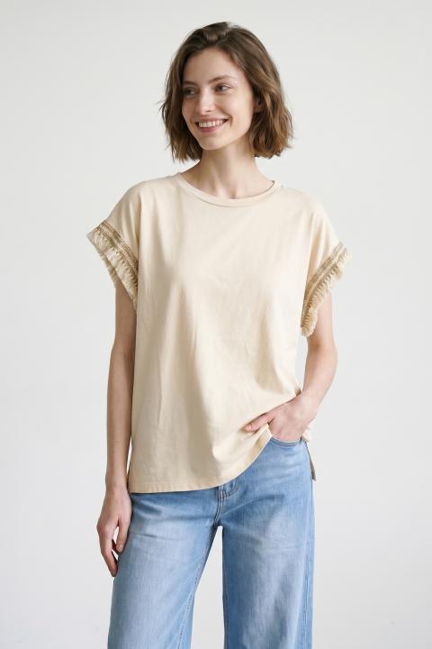 T-shirt over passamaneria nocciola - Primavera Estate 2026 | Brend