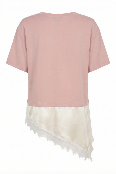 T-shirt fondo raso rosa/panna - Primavera Estate 2026 | Brend