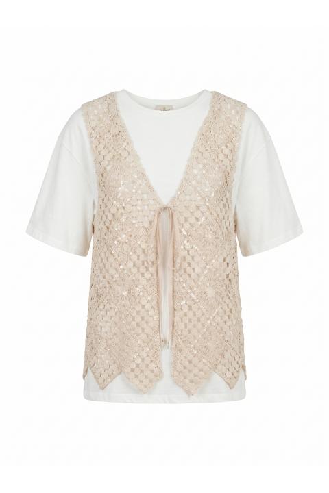 T-shirt gilet crochet panna/ecrÙ - Primavera Estate 2026 | Brend