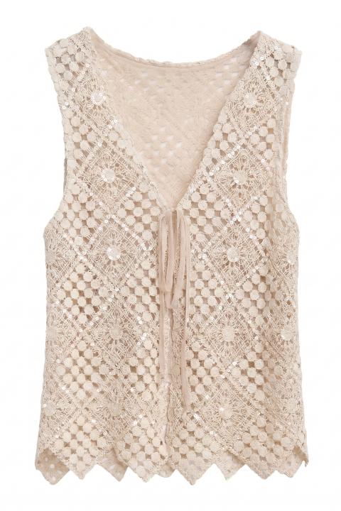 T-shirt gilet crochet panna/ecrÙ - Primavera Estate 2026 | Brend