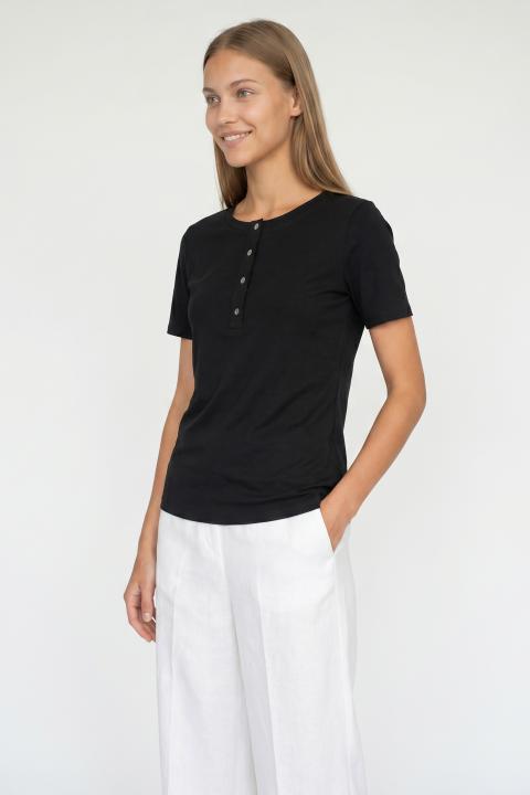 T-shirt serafino nero - Primavera Estate 2026 | Brend