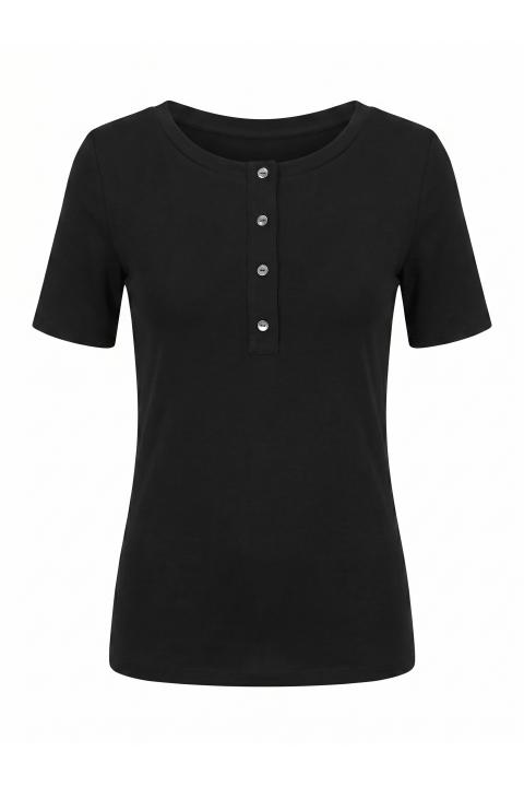 T-shirt serafino nero - Primavera Estate 2026 | Brend