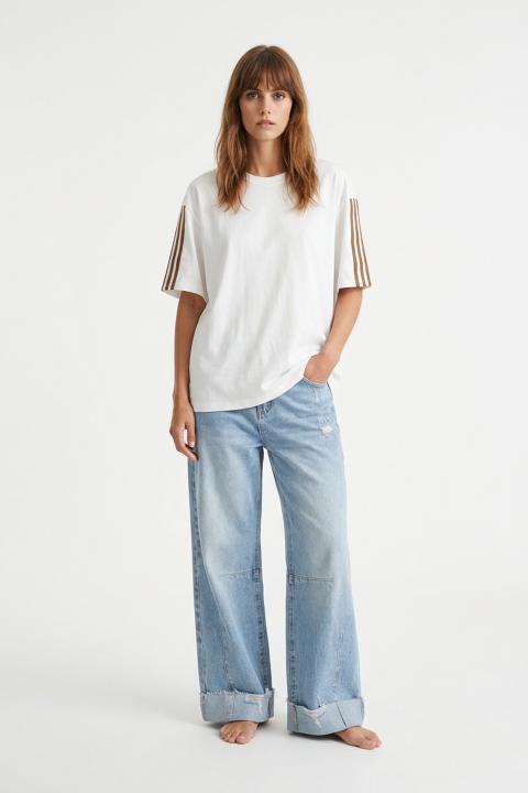 T-shirt bande bianco/cacao - Primavera Estate 2026 | Brend