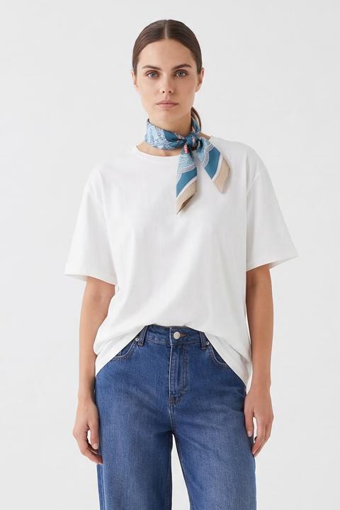 T-shirt con twilly bianco/blu - Primavera Estate 2026 | Brend