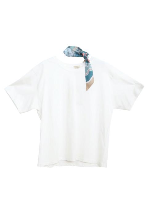 T-shirt con twilly bianco/blu - Primavera Estate 2026 | Brend