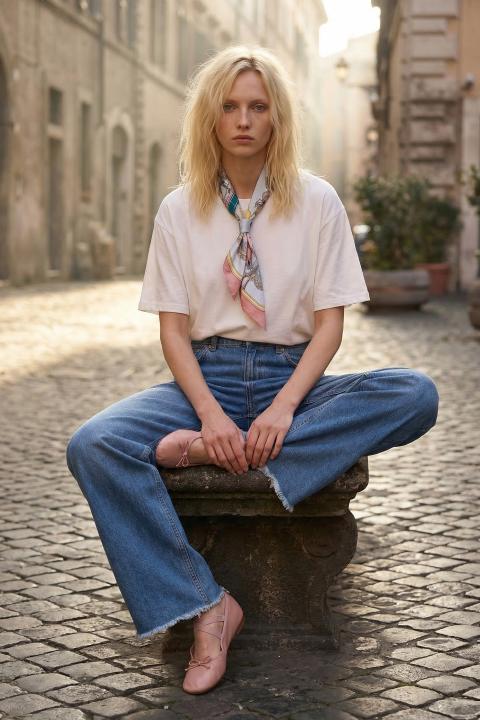 T-shirt con twilly bianco/rosa - Primavera Estate 2026 | Brend