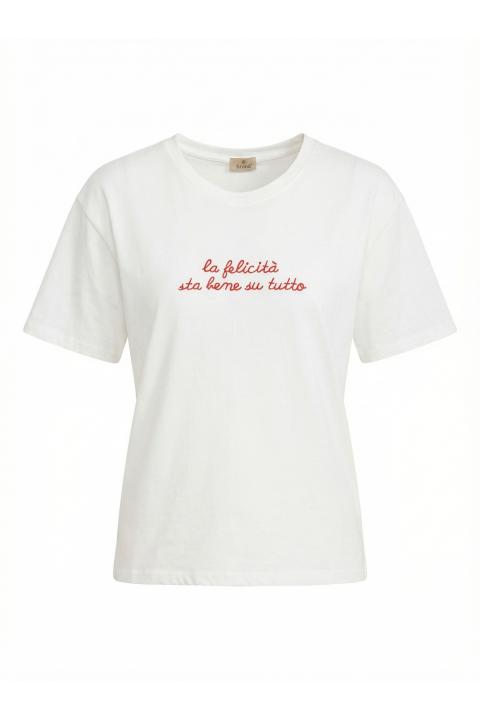 T-shirt ricamo felicità bianco/rosso - Primavera Estate 2026 | Brend