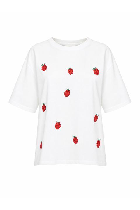 T-shirt ricamo lamponi bianco - Primavera Estate 2026 | Brend