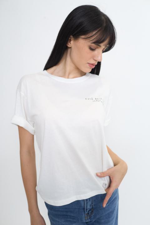 T-shirt stampa Looking bianco - Primavera Estate 2026 | Brend