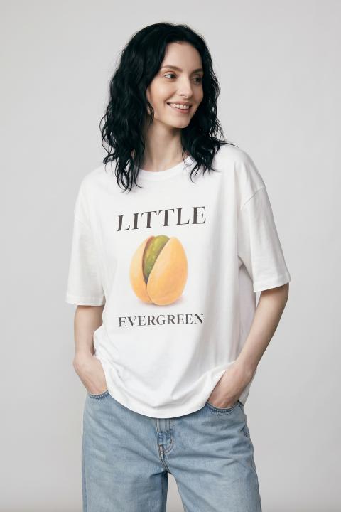 T-shirt stampa pistacchio bianco - Primavera Estate 2026 | Brend