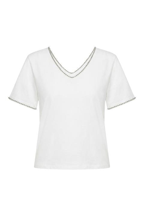 T-shirt scollo V sfere bianco - Primavera Estate 2026 | Brend