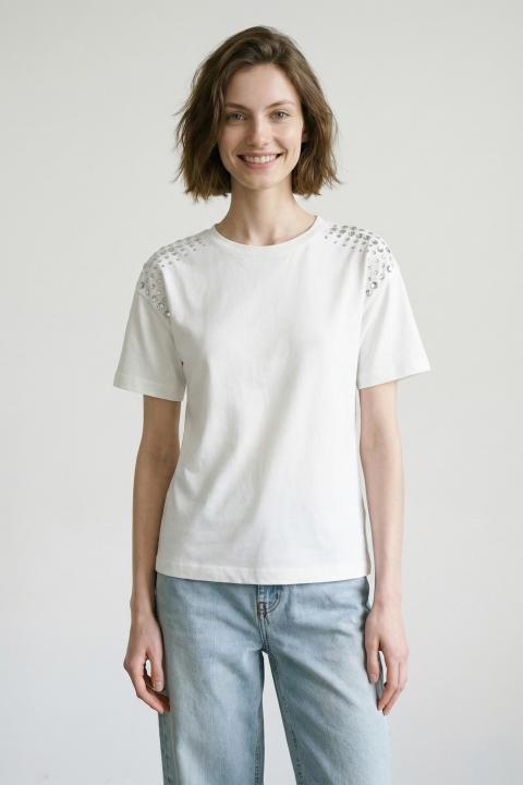 T-shirt over strass bianco - Primavera Estate 2026 | Brend