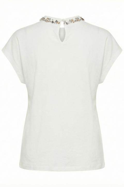 T-shirt collo strass bianco - Primavera Estate 2026 | Brend
