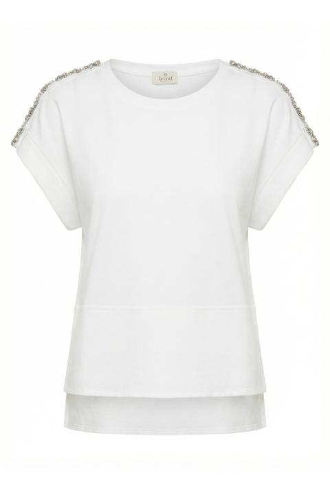 T-shirt asimmetrica strass bianco - Primavera Estate 2026 | Brend