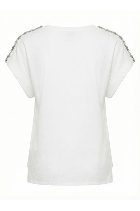 T-shirt asimmetrica strass bianco - Primavera Estate 2026 | Brend